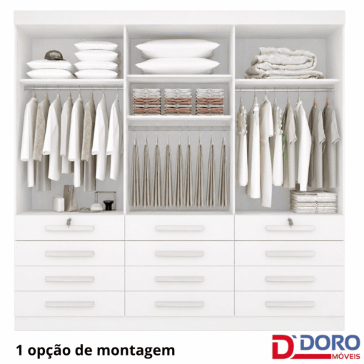 Alternative view of Guarda-roupa Casal 2,40m Mônaco Plus Branco 6 Portas 12 Gavetas 100% MDF - D Doro