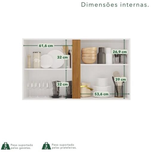 Aéreo de Cozinha 1,20m Pérola Branco/Cinamomo - Sallêto - Imagem 3