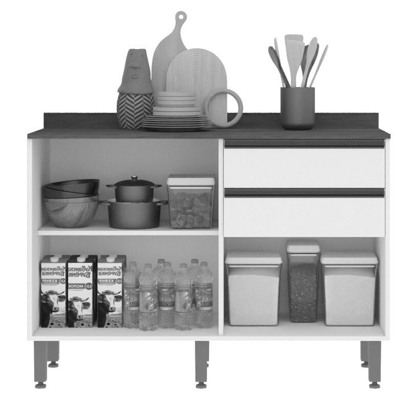 Balcão de Cozinha 1,20m Pérola Cinamomo/Off - Sallêto - Imagem 2