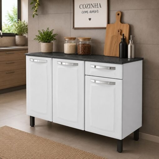 Balcão de Cozinha Rose 1,05m Branco Aço IG3G1 - Itatiaia