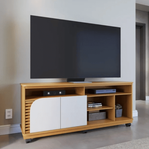 Rack Bancada 1,50m Jurerê Naturale/Off White Mate para TV até 65" - Colibri