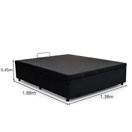 Alternative view of Base Box Baú Casal Confort Sued Preto Blindado 138x188x45 cm - Issacar