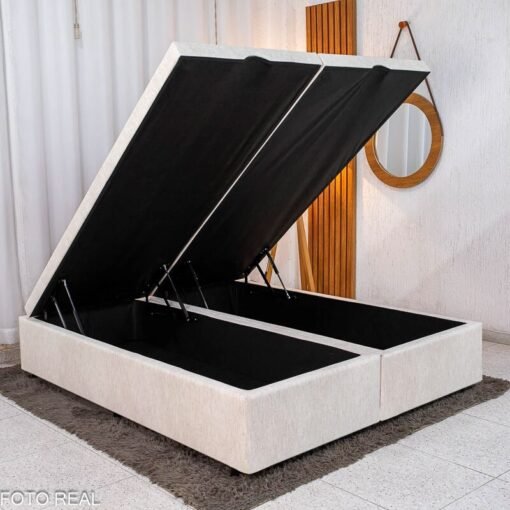 Base Box Baú Queen Confort Linhão Palha Blindado 158x198x45 cm - Issacar