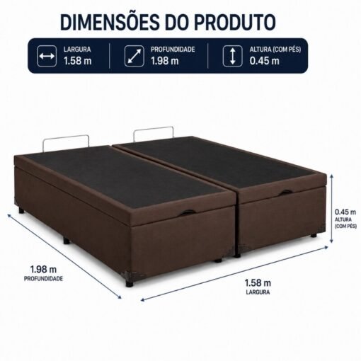 Alternative view of Base Box Baú Queen Confort Sued Marrom Blindado 158x198x45 cm - Issacar