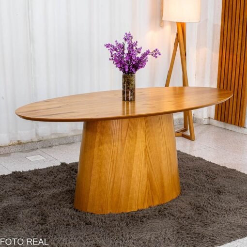 Mesa de Jantar Barcelona Oval 180x90 Cinamomo + 6 Cadeiras Munique Linho Bege Estrutura Madeira Minas Plac - Entregue Montada - Imagem 11