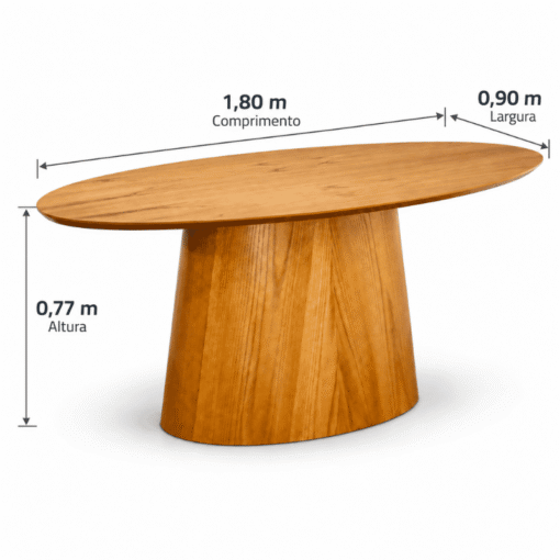 Mesa de Jantar Barcelona Oval 180x90 Cinamomo + 6 Cadeiras Munique Linho Bege Estrutura Madeira Minas Plac - Entregue Montada - Imagem 13