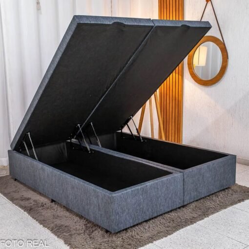 Base Box Baú Queen Confort Linhão Petróleo Blindado 158x198x45 cm - Issacar