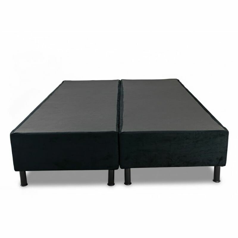 Base Box Casal Bipartida Sued Preto 138x188x37 cm - Ortobel - Imagem 2