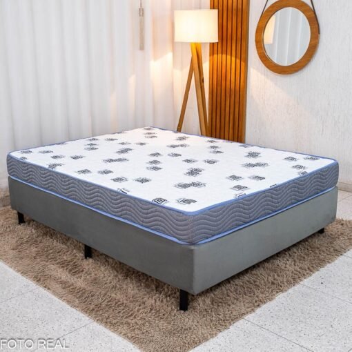Colchão Casal 100% Espuma Light Ortobom + Base Box Casal Sued Cinza Ortobel - 138x188x54 - Imagem 3