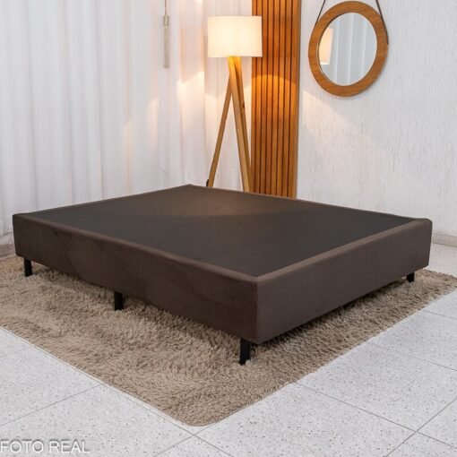 Base Box Casal Sued Marrom 138x188x37 cm - Ortobel