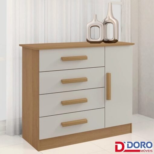 Cômoda Firenze Cinamomo/Off 4 Gavetas e Sapateira - D Doro