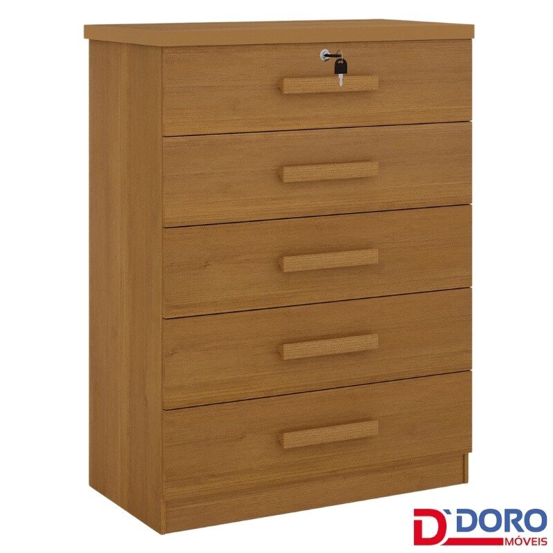 Cômoda Ipanema Cinamomo 5 Gavetas sendo 1 com Chave - D Doro