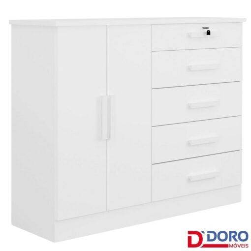 Cômoda New Athos Branco 5 Gavetas e Sapateira - D Doro