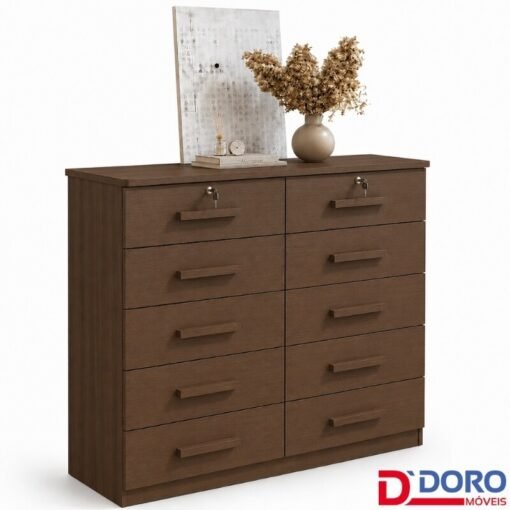 Cômoda Ryad Castanho 10 Gavetas - D Doro