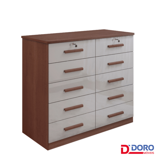 Cômoda Ryad Castanho/Off 10 Gavetas - D Doro