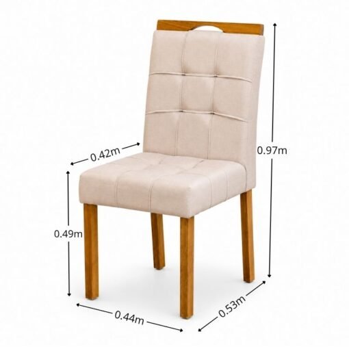 Mesa de Jantar Sintonia 120x80 Tampo Vidro Off Base Amêndoa/Off Lopas + 4 Cadeiras Sophia Linho Bege 200 WM Decor - Entregue Montada - Imagem 12
