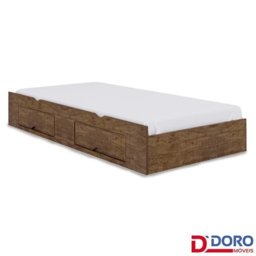 Cama Auxiliar Solteiro Box Plus Ypê com 2 Gavetas 100% MDF - D Doro