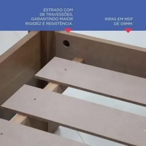 Cama Casal Primícia Branco 1,53m 100% MDF - D Doro - Imagem 4