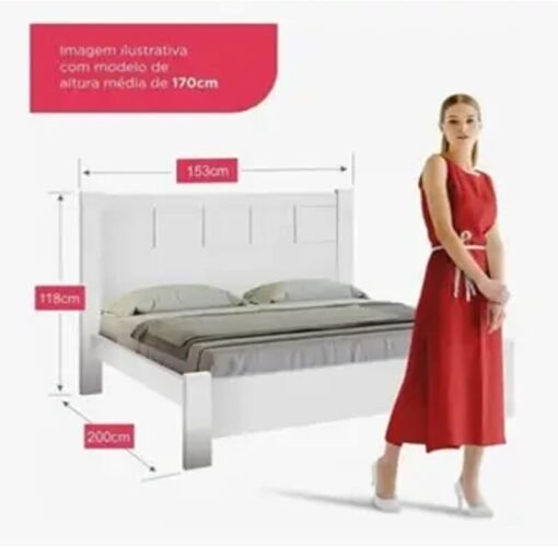 Cama Casal Primícia Branco 1,53m 100% MDF - D Doro - Imagem 6