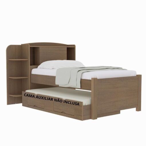 Alternative view of Cama Solteiro Milênio Castanho 1,30m Cabeceira com Baú 100% MDF - D Doro