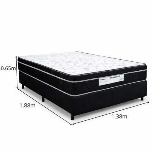 Colchão Casal Ortopédico Airtech 150 Ortopillow Ortobom + Base Box Casal Sued Preto Ortobel - 138x188x65 - Imagem 5