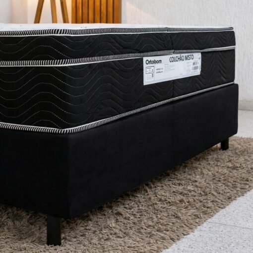 Colchão Casal Ortopédico Airtech 150 Ortopillow Ortobom + Base Box Casal Sued Preto Ortobel - 138x188x65 - Imagem 4
