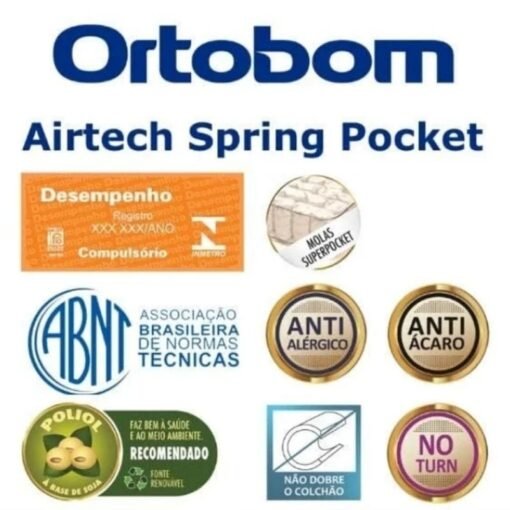 Colchão Queen Molas Ensacadas Airtech Springpocket Ortobom + Base Box Baú Queen Confort Linhão Petróleo Blindado Issacar - 158x198x70 - Imagem 10