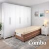 Combo - Guarda-roupa Sergipe Branco 6 Pts C/ Pés 100% MDF Larg. 1.80m - Bianchi + Unibox Solteiro Rondoconfort Ortopédico D33 Selada - Rondomóveis