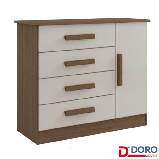 Cômoda Firenze Castanho/Off 4 Gavetas e Sapateira - D Doro