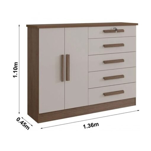 Cômoda New Athos Castanho/Off 5 Gavetas e Sapateira - D Doro - Imagem 3