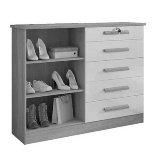 Cômoda New Athos Castanho/Off 5 Gavetas e Sapateira - D Doro - Imagem 4