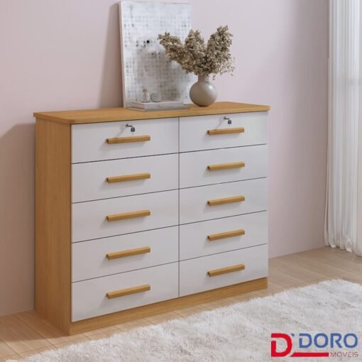 Cômoda Ryad Cinamomo/Off 10 Gavetas - D Doro
