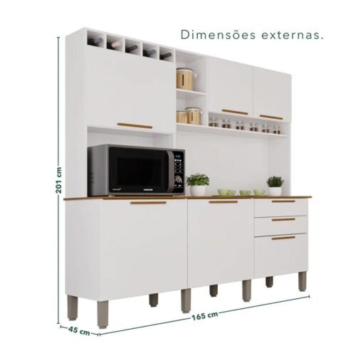 Alternative view of Armário de Cozinha 1,65m New Topázio Branco/Cinamomo 6 Portas 2 Gavetas - Sallêto