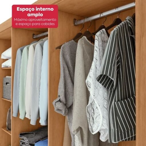 Guarda-roupa Casal 2,36m Andara Amêndoa 8 Portas 4 Gavetas - Lopas - Imagem 9