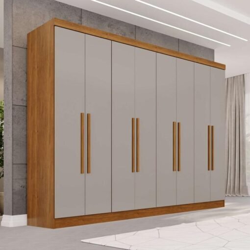 Guarda-roupa Casal 2,41m Recife Cinamomo/Off 8 Portas 4 Gavetas - Sallêto