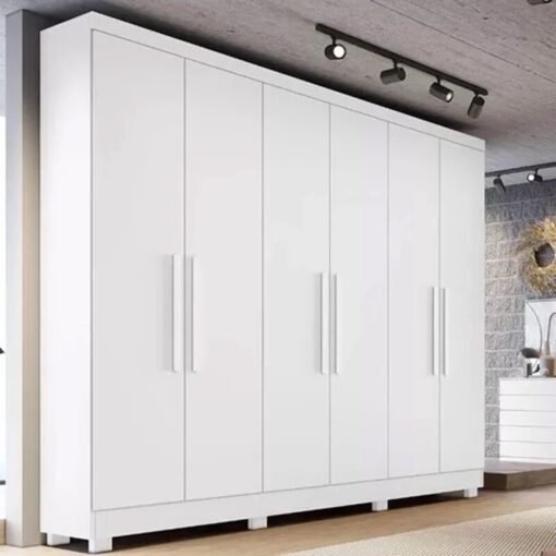 Alternative view of Combo - Guarda-roupa Sergipe Branco 6 Pts C/ Pés 100% MDF Larg. 1.80m - Bianchi + Unibox Solteiro Rondoconfort Ortopédico D33 Selada - Rondomóveis