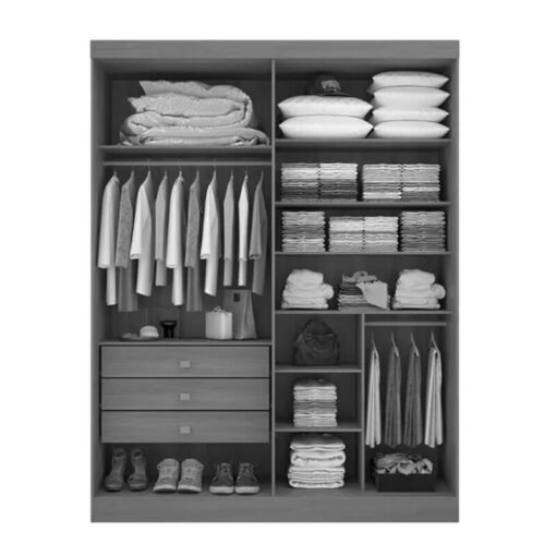 Alternative view of Guarda-roupa Casal 1,85m Da Vinci Plus Castanho 4 Portas 3 Gavetas 100% MDF - D Doro