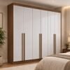 Guarda-roupa Casal 2,20m Milano Castanho/Off 6 Portas 8 Gavetas 100% MDF - D Doro