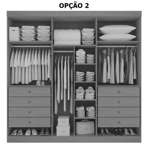 Guarda-roupa Casal 2,20m Milano Castanho/Off 6 Portas 8 Gavetas 100% MDF - D Doro - Imagem 3