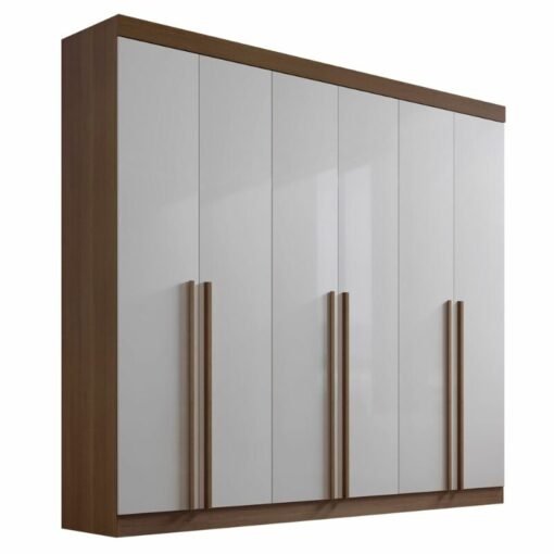 Guarda-roupa Casal 2,20m Milano Castanho/Off 6 Portas 8 Gavetas 100% MDF - D Doro - Imagem 5
