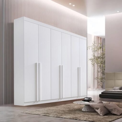 Guarda-roupa Casal 2,20m Milano Branco 6 Portas 8 Gavetas 100% MDF - D Doro