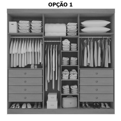 Alternative view of Guarda-roupa Casal 2,20m Milano Branco 6 Portas 8 Gavetas 100% MDF - D Doro
