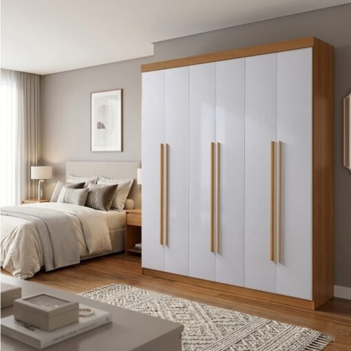 Guarda-roupa Casal 2,32m Monte Carlo Cinamomo/Off 6 Portas 6 Gavetas 100% MDF - D Doro