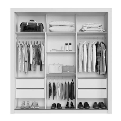 Alternative view of Guarda-roupa Casal 1,85m New Panamá Branco 3 Portas 4 Gavetas com Espelho Tóquio - Sallêto