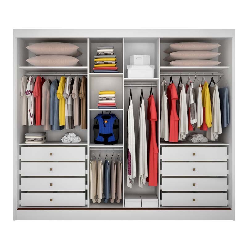 Guarda-roupa Casal 2,73m Sollo Plus Branco 3 Portas 8 Gavetas 100% MDF com 1 Espelho - Novo Horizonte - Imagem 2