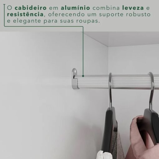 Guarda-roupa 1,80m Texas Premium Branco 6 Portas 4 Gavetas com Espelho - Sallêto - Imagem 9