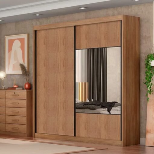 Guarda-roupa Casal 2,08m Versatto Cumaru 2 Portas 8 Gavetas com Espelho - Novo Horizonte