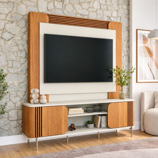 Home 1,80m Chicago Off/Cinamomo Para TV's até 60" - Permóbili