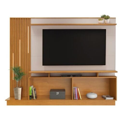 Alternative view of Home 2,00m Absoluto Cinamomo/Off com Detalhe Ripado e LED para TV até 65" - JCM