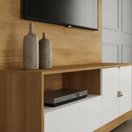 Home 1,30m Monza Cinamomo/Off White para TV até 55" - Valdemóveis - Imagem 3